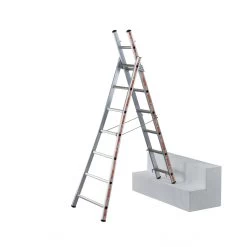 Echelle PRONOR Transformable 2 Plans 3,80m - 2X8 Tubesca Comabi -Maison Outil Boutique echelle pronor transformable 2 plans 380m 2x8 tubesca comabi 1